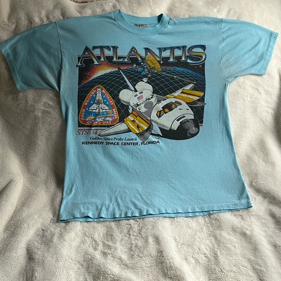 RARE VTG 1980s Kennedy Space Center Atlantis Discovery Shuttle Men T-Shirt XL